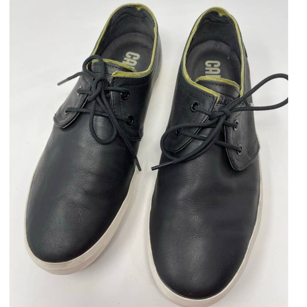 Camper Motel Leather Black Casual Mens Lace Up Green Accent Sneakers 41